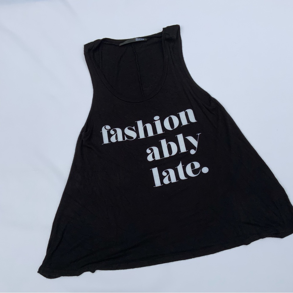 Soft Black Tank “Fashionably Late” tunic tank top